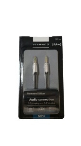 Cablu premium jack 3.5mm la jack 3.5mm, mufe aurite, 0.8m, Vivanco