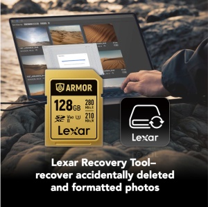 Card de memorie Lexar ARMOR Gold LSDAMGL128G-RNNNG, 128GB, SDXC, UHS-II U3, V60, Inox, IP68 "LSDAMGL128G-RNNNG" - Img 2