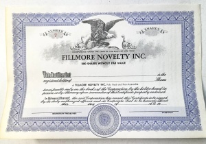 Certificat de acțiuni Fillmore Novelty Inc. (SUA) - Img 2