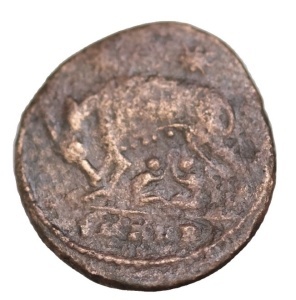 Comemorativa Roma - ROMULUS si REMUS ( 330-334 AD ) - Moneda Antica Romana - Img 2