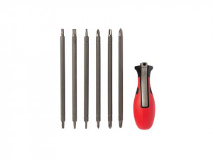 Csavarhúzó készlet 7 db hosszú bit, 160mm, 2 az 1-ben markolat, Powerfix