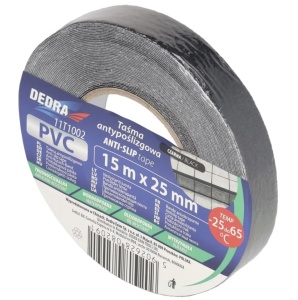 Csúszásgátló szalag lépcső, előszoba, kórház, öntapadó, 25mm x 15m, pvc, fekete, Dedra - Img 1