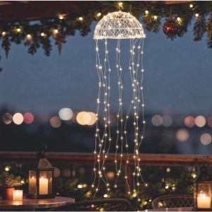 Decorațiune LED în formă de meduză, 160 LED-uri albe calde