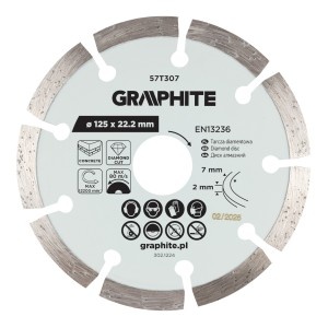 Disc de taiere diamantat, segmentat, 125 x 22,2 mm, taiere uscata