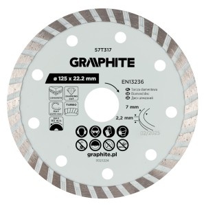 Disc de taiere diamantat Turbo, 125 x 22.22 mm, taiere uscata