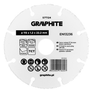 Disc de taiere, lama TCT, pentru lemn (cu/fara cuie), plastic 115 x 1.2 x 22.22 mm