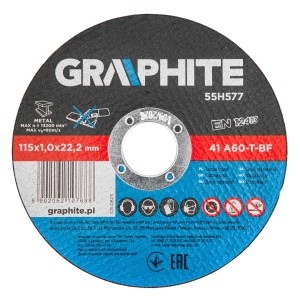 Discuri de taiere a metalelor 115 x 1,0 x 22,2 mm, 41 A60-T-BF, film de 10 bucati