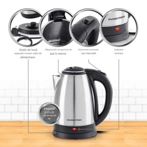 Fierbator electric cana INOX, 1.8L, 1500W, GOURMETMaxx, ambalaj original deteriorat - Img 5