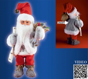 Figurină Moş care dansează şi cântă, 30 cm, roşu - Img 2