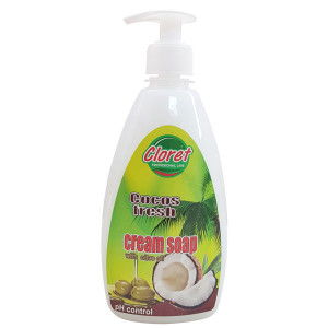 Folyékony szappan, 500ml kézi adagolóval, Cocos fresh - krémszappan, PH - kontroll, Cloret