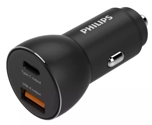 Gyorstöltő autós töltő 36W, USB-C, USB-A, USB-C-USB-C 1m kábel, Philips - Img 2