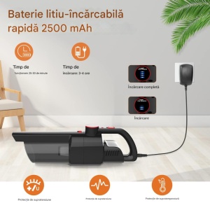 Hordozható porszívó beépített akkumulátorral, 11,1V, 65W, ideális autóhoz, asztalhoz, nehezen hozzáférhető helyekre, HEPA szűrő, VACPOWER - Img 10