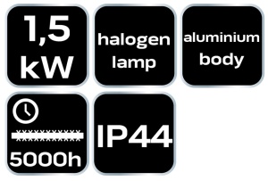 Incalzitor cu montare pe tavan 1500W, fara telecomanda, cu intrerupator, IP44, lampa cu halogen - Img 4