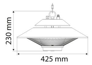 Incalzitor montare tavan, lampa cu infrarosu, 1500W, IP44, telecomanda, ideal, terase, foisor, Neo - Img 3