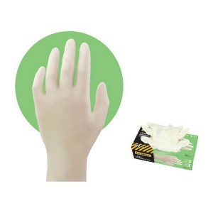 Készlet 100 kesztyű, eldobható, latex, enyhén púderezett, fehér, XL, F.F. Group - Img 3