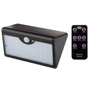 Lampa solara de perete cu telecomanda, SMD LED 900 lm, 5 moduri de iluminare, senzor de miscare, acc. LiFeP04 3.7V