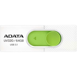 MEMORIE USB 3.2 ADATA 64 GB, retractabila, carcasa plastic, alb / verde, "AUV320-64G-RWHGN"
