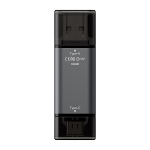 MEMORIE USB 3.2 / USB Type-C 3.1 TEAMGROUP X1, 64 GB, plastic, gri "TX1364GC01" - Img 2