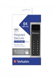MEMORIE USB KEYPAD VERBATIM 64GB CU ENCRIPTIE AES- 256-BIT USB 3.1, USB C "49431" - Img 2