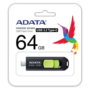 MEMORIE USB Type-C 3.2 ADATA 64 GB, retractabila, carcasa plastic, negru / verde "ACHO-UC300-64G-RBK/GN" - Img 4