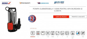 Merülőszivattyú , rozsdamentes acél , szennyezett víz , 1100W , Dedra - Img 2