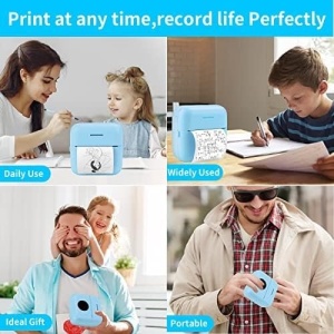 Mini hordozható hőnyomtató, 1200Ah akkumulátor, USB-C, + 10 ajándék görgő, kék, bluetooth kapcsolat, HuiJuke - Img 3