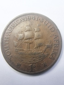 Moneda Africa De Sud - George V - 1 Penny 1941