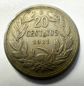 Moneda Chile - 20 Centavos 1921 - Img 2