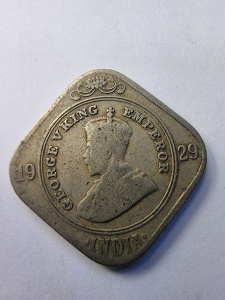 Moneda Coloniala - 2 Annas 1929 - India Britanică - George V - Img 2