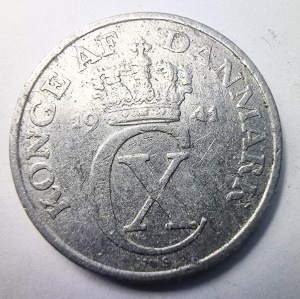 Moneda Danemarca - Ocupatie Germana -Christian X - 2 Ore 1941