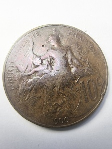Moneda Franta - Republica - 10 Centimes 1900 - Img 2