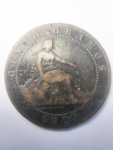 Moneda Spania - Guvern Provizoriu - 5 Centimos 1870