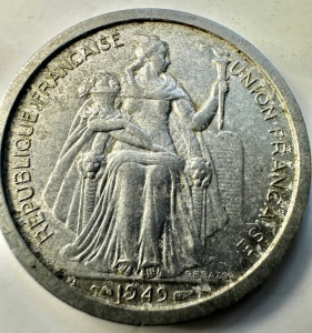 NOUA CALEDONIE - TERITORIU FRANCEZ DIN PACIFIC - 2 FRANCS 1949 - Img 2