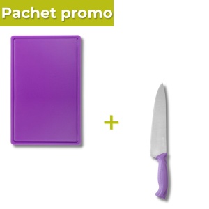 Pachet Tocator GN 1/1 HDPE violet + Cutitul bucatarului inox HACCP - Img 1