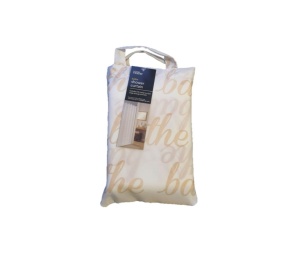 Perdea dus premium, alb-auriu, model Bath, 180 x 180cm, material textil sintetic tesut, anti-rupere, 12 inele metal, George Home