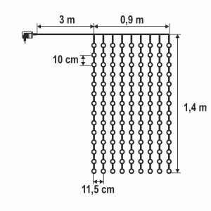 Perdea luminoasă LED DOT, 0,9 x 1,4 m, alb cald - Img 2