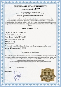 PHOCAS ( 602-610 AD ) - CONSTANTINOPLE - Moneda Medievala Bizantina - Img 3