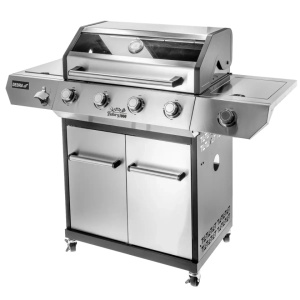 Prémium gázgrill, 5 égő, teljesítmény 17kW, öntöttvas grill, gázpalackos működtetés, Dedra