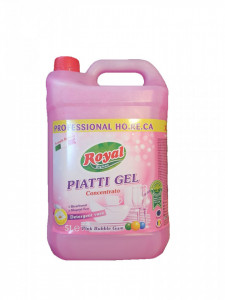 Professzionális mosogatószer Pink Bubblegum, bikarbonát és kamilla, öko minősítéssel, 5L, Royal Piatti Gel