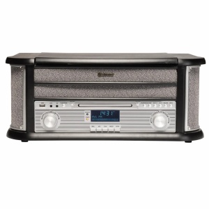 RETRO stílusú autórádió, CD-lejátszó, USB, tuner, AUX, kazettás magnó, lemezjátszó, fa burkolat, FEKETE, Denver MRD-51B - Img 3