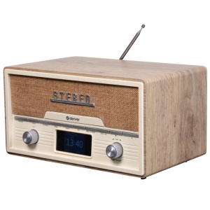 Retro stílusú rádió-CD-lejátszó, FM-rádió, DAB+, színes LCD-kijelző, beépített hangszórók, Bluetooth, USB, távirányító, fa burkolat, világosbarna, DENVER - Img 6