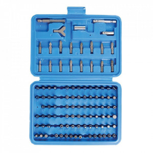 Set 100 biti , torx, cruce, drept, atipici, fluture, cutie transport plastic, Silverline - Img 4