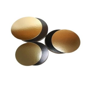 Set 100 discuri, tavite din carton 2 fete negru/auriu, 24cm, grosime 2mm - Img 2