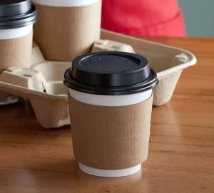 Set 100 manson din carton pentru pahare cafea, bauturi calde, D80 - Img 2