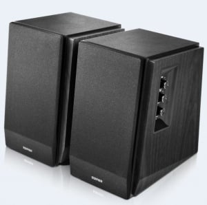 Set 2 boxe active pentru PC, muzica, gaming, camera copii, 66W, telecomanda, sunet HI-FI, incinte lemn NEGRU, bluetooth, Edifier R1700BT - Img 2