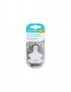 Set 2 tetine , 0m+, silicon fara BPA, 0 luni+, curgere lenta, Nanobébé - Img 1