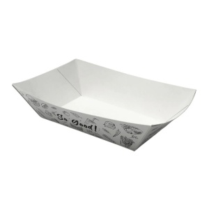 Set 250 barcute din carton pentru servit alimente fast food, 600cc, 165x115x40mm, model URBAN ALB - Img 2