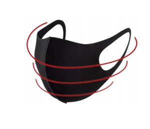 Set 3 masti faciale, textil neopren, protectie praf, poluare, protectie UV, NEGRU, Classic - Img 3