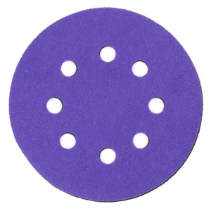 Set 5 discuri granulatie ceramica abrazive perforate pentru slefuit, 125mm, grit 80, atasare velcro, 5 gauri, Dedra - Img 2