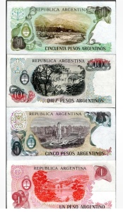 Set Bancnote Argentina - 1/5/10/50 Pesos 1983 - Img 2